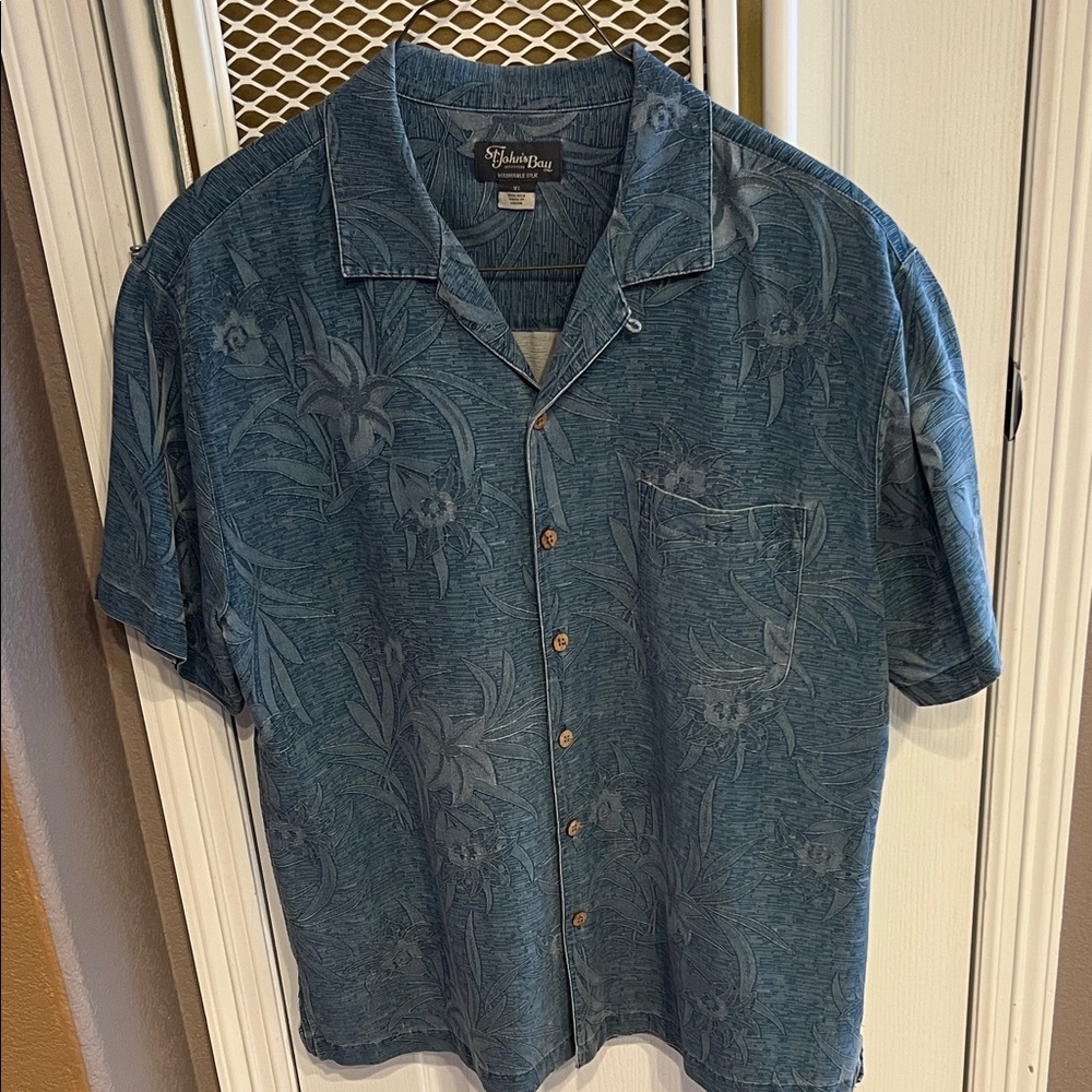 St. John's Bay Blue Floral Camp Shirt
